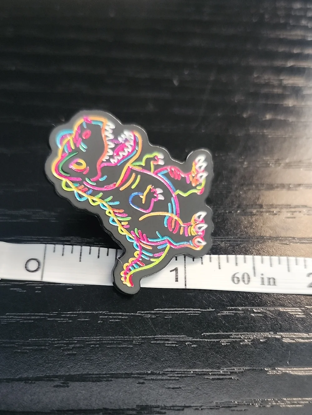 Neon Outline T-Rex Enamel Pin - Black Base